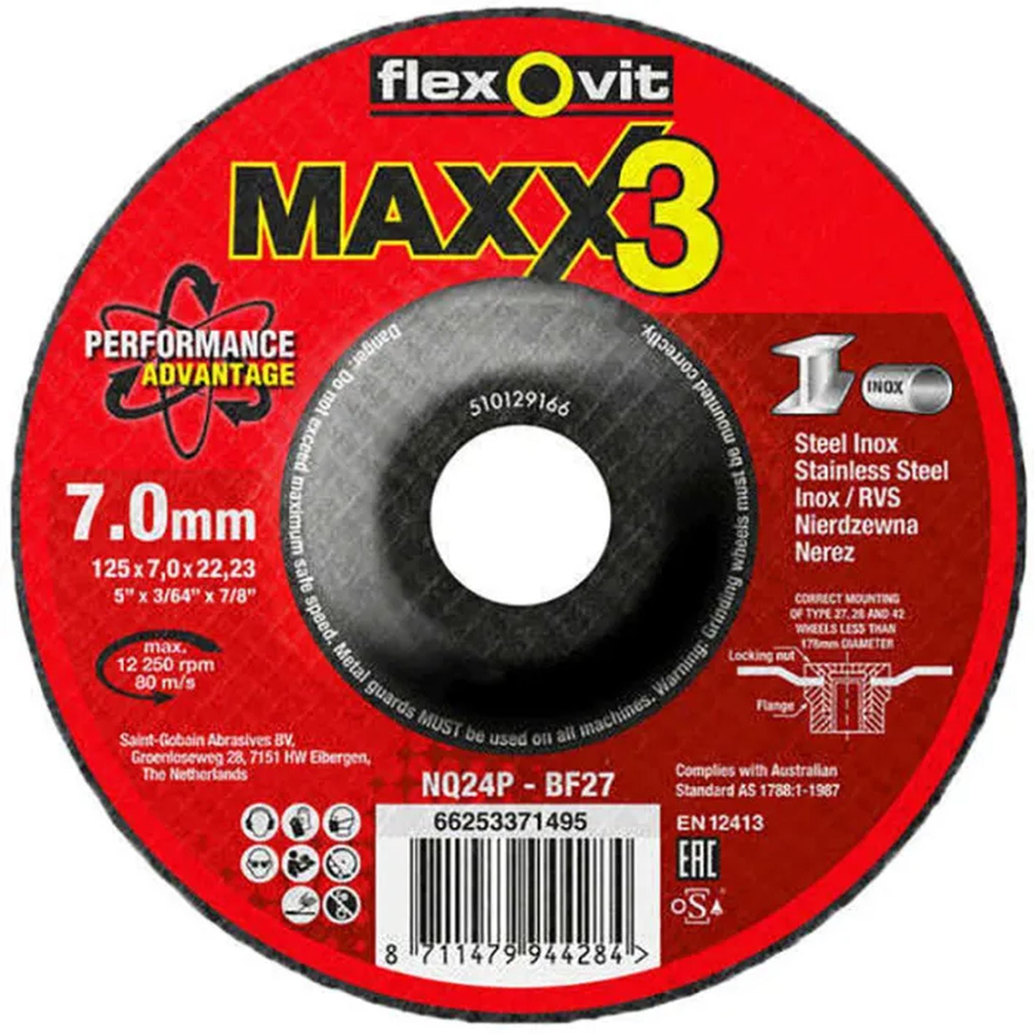 DISC GRINDING 125 x 7.0 x 22.23 MAXX3