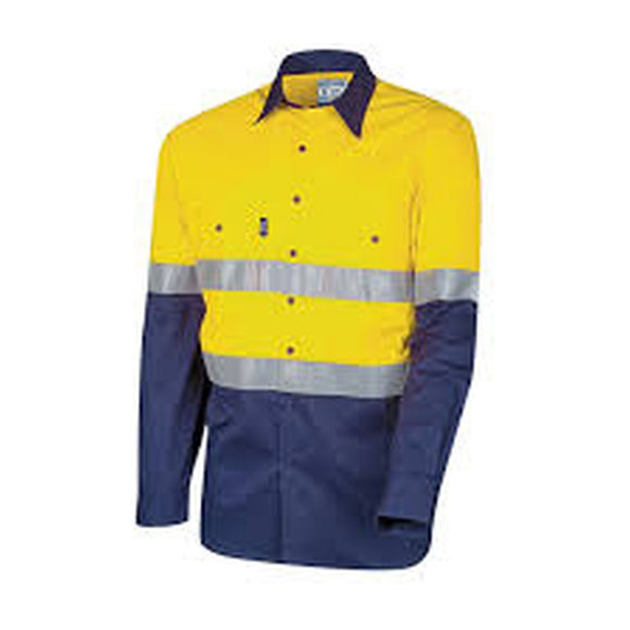 SHIRT LIGHTWEIGHT VENTED L/S HI VIS YEL/NAV SIZE S