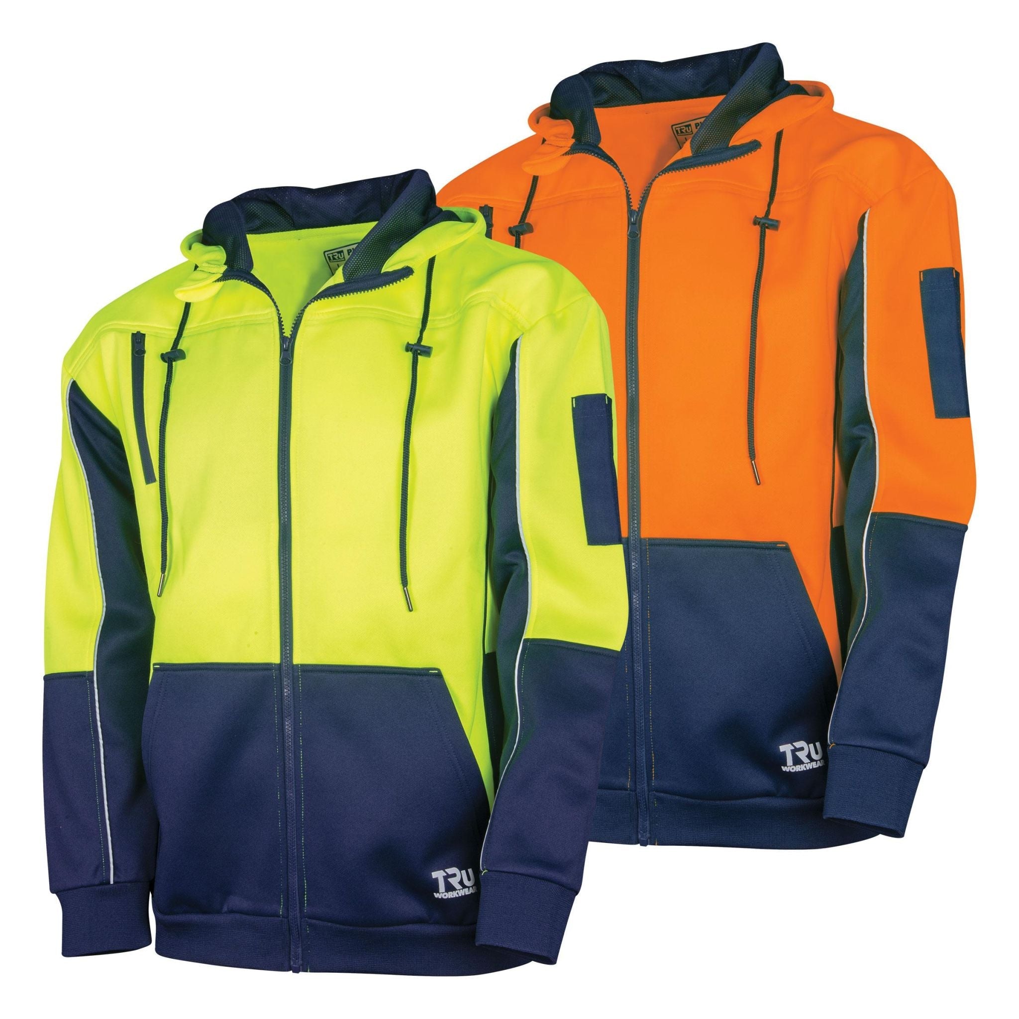 HOODIE FULL ZIP FLEECE WITH REF TAPE YEL/NAV SIZE S