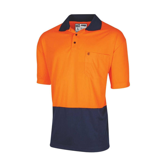 SHIRT MICROMESH S/S HI VIS POLO ORA/NAV SIZE S