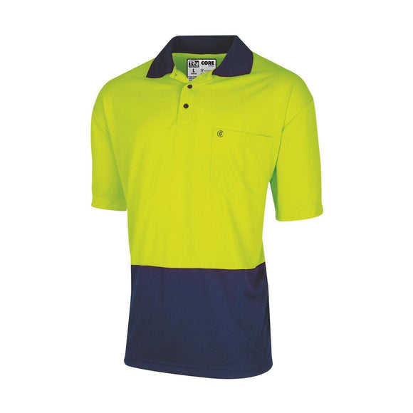 SHIRT MICROMESH S/S HI VIS POLO YEL/NAV SIZE S