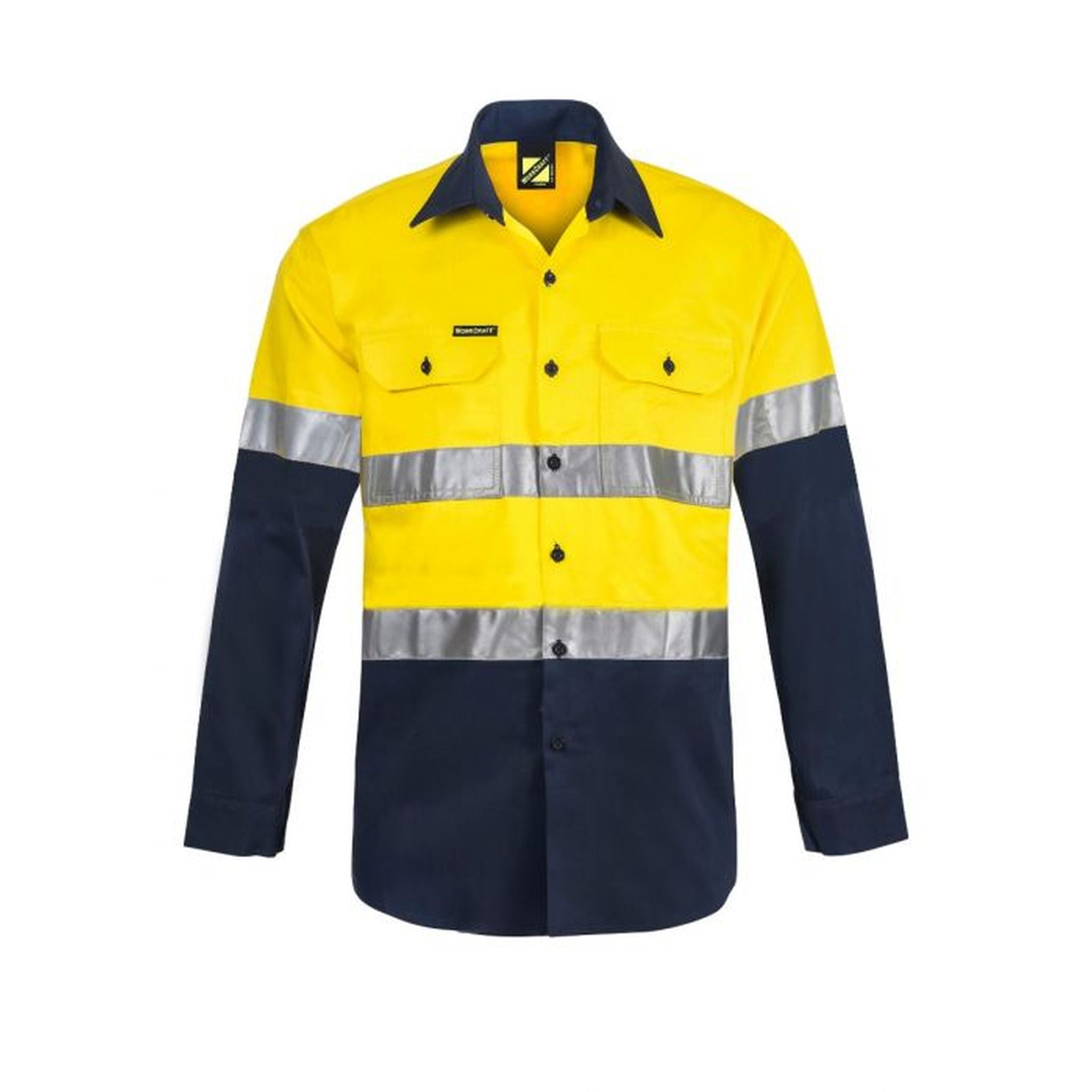 SHIRT HI VIS YEL/NAVY REFLECTIVE - SMALL