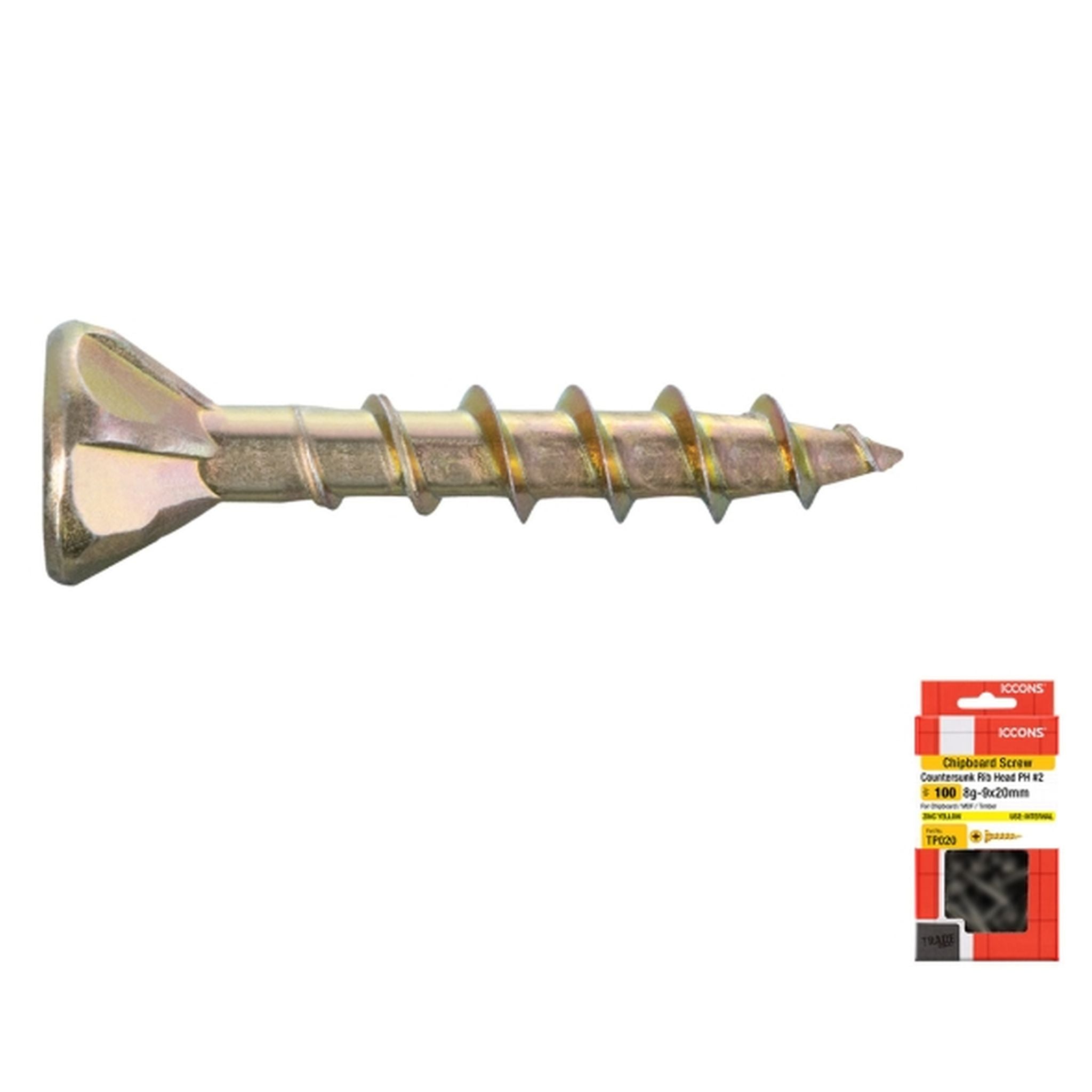 SCREW CHIPBOARD SELF EMBED C3 8-9 X 32 PACK 100