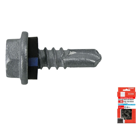 SCREW SD HEX COARSE WASHERED C4 10-16 X 25 PACK 100
