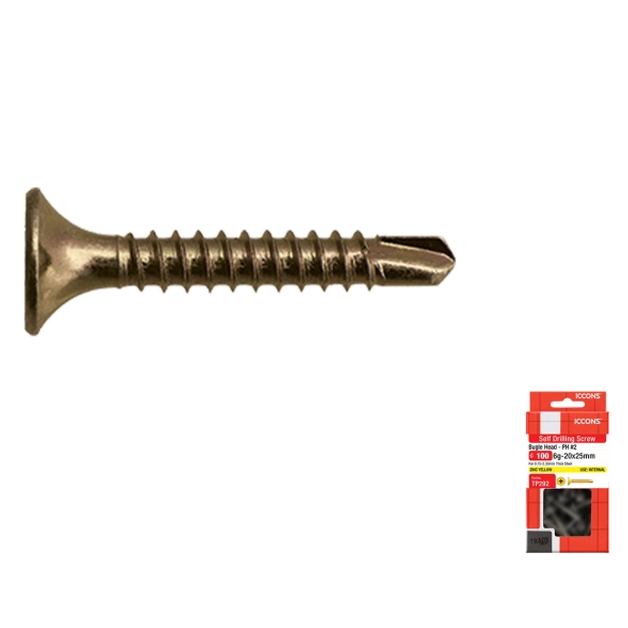 SCREW SD BUGLE ZY 6-20 X 25 PACK 100