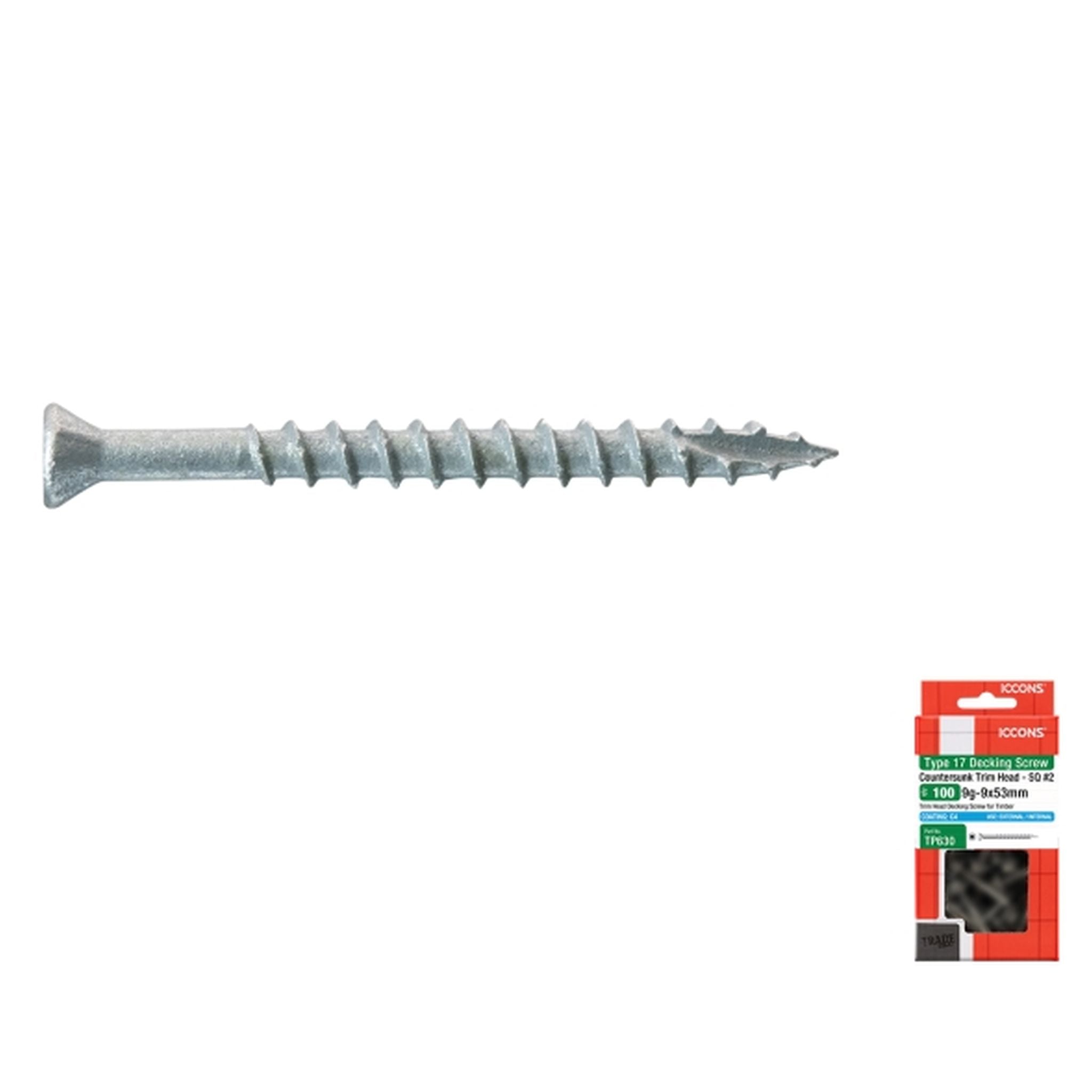 SCREW TYPE 17 TIMBER DECKING TOP COAT 9-9 X 53 PACK 100