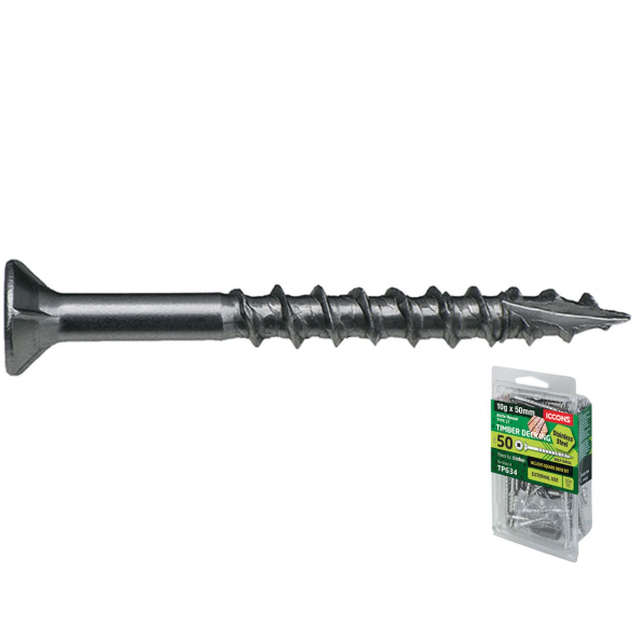 SCREW TYPE 17 TIMBER DECKING KNIFE 304SS 10-8 X 50 PACK 50