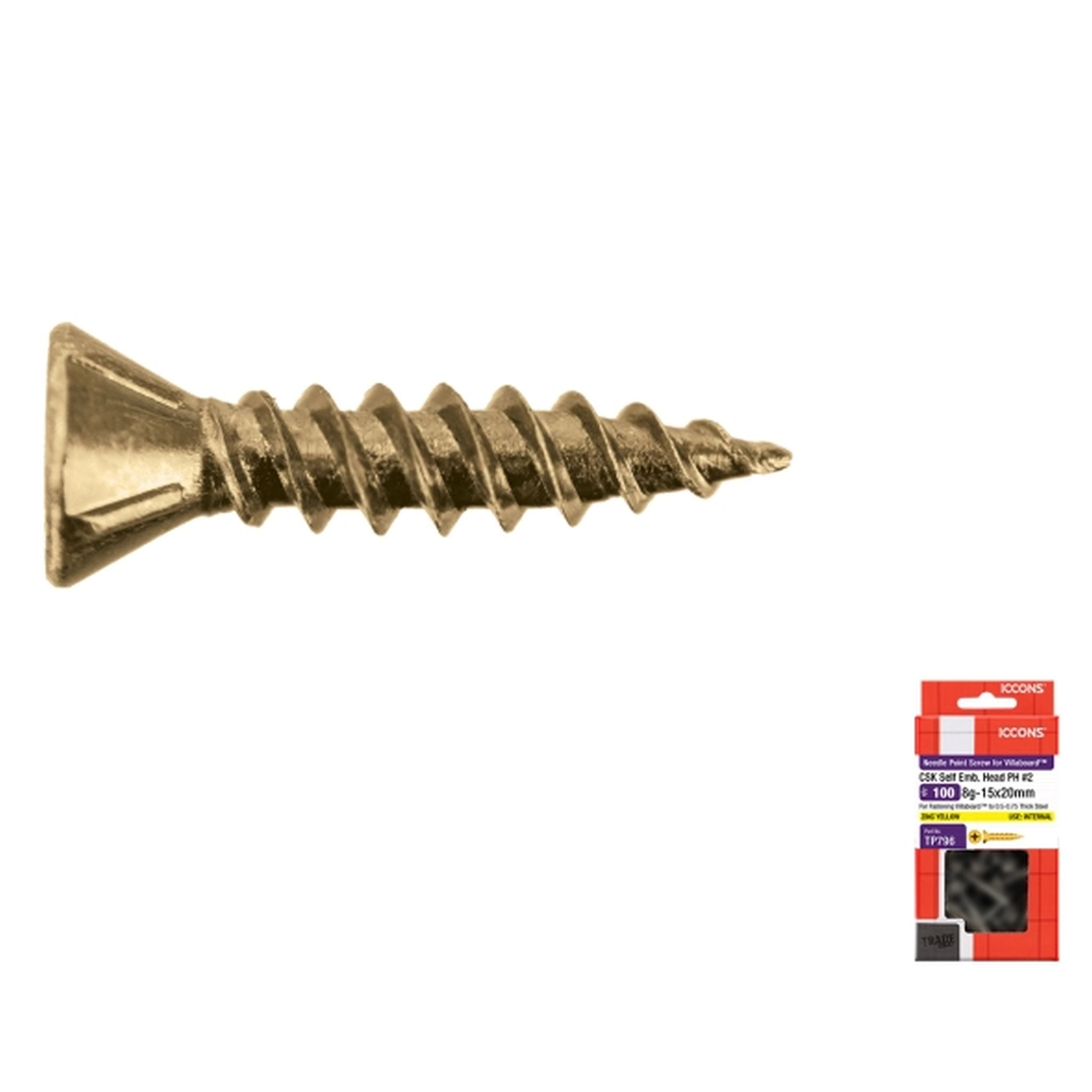 SCREW NEEDLE POINT CSK SELF EMBED ZY 8-15 X 20 PACK 100