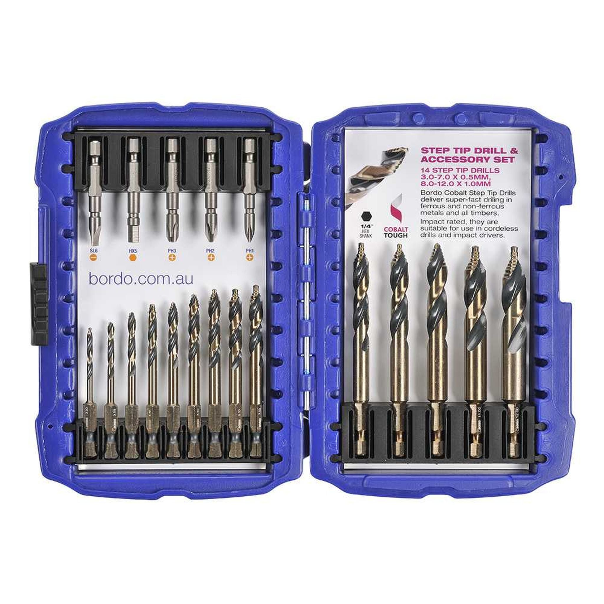 COBALT STEP TIP DRILL AND ACCESSORY SET