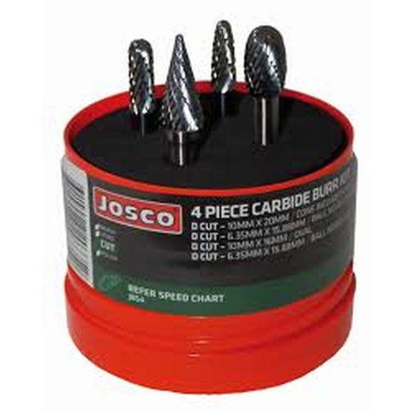 BURR KIT 4PCE 1/4 SHANK