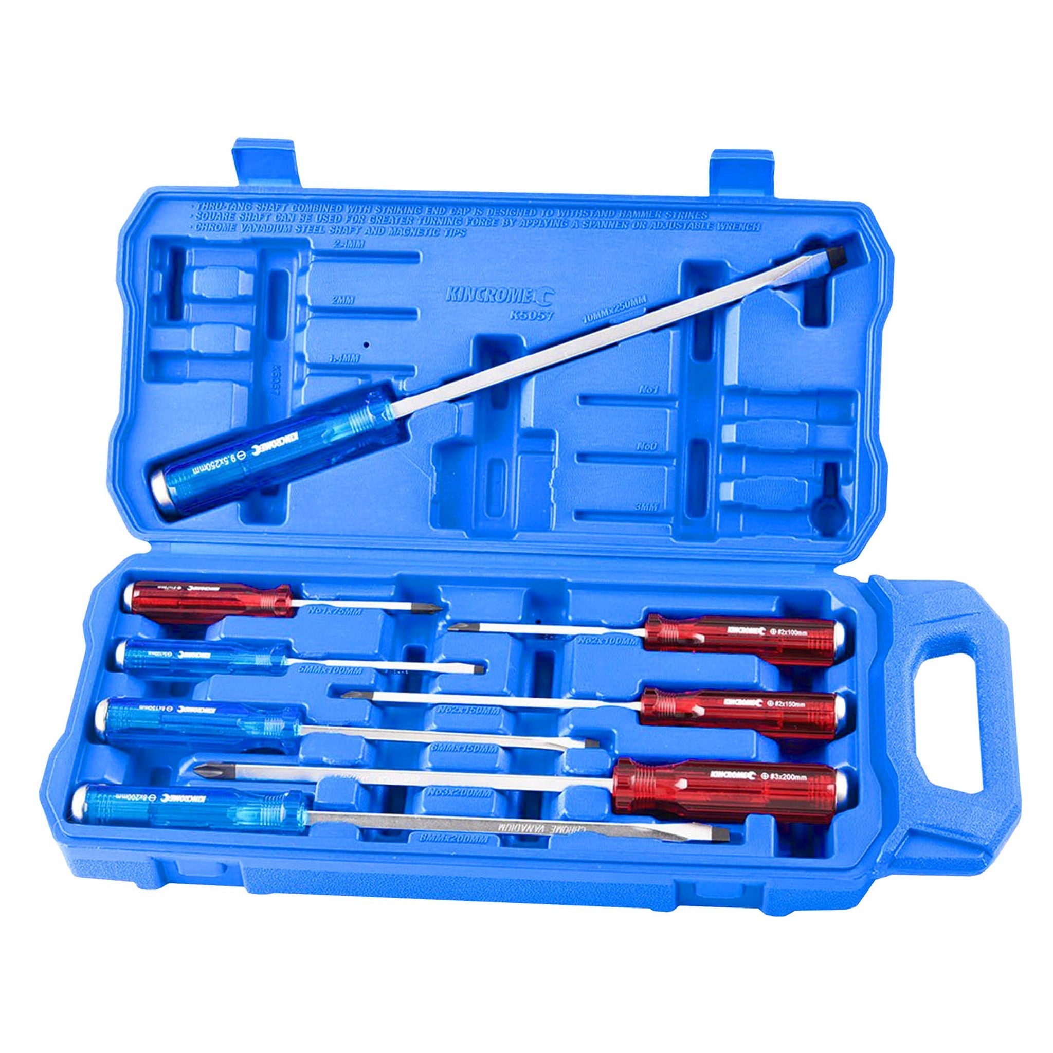 SCREWDRIVER SET THRU TANG 8PC