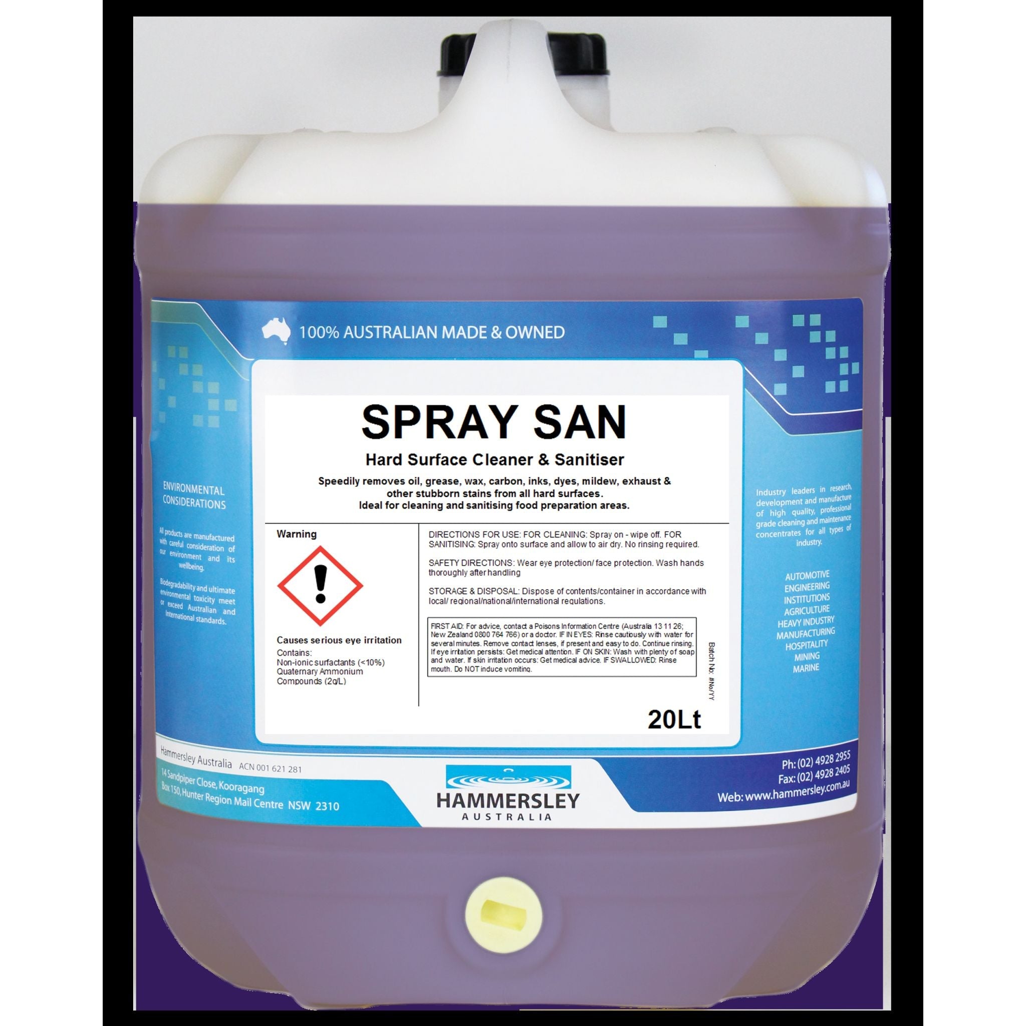 SPRAYSAN 20L BACTERIAL SURFACE SPRAY