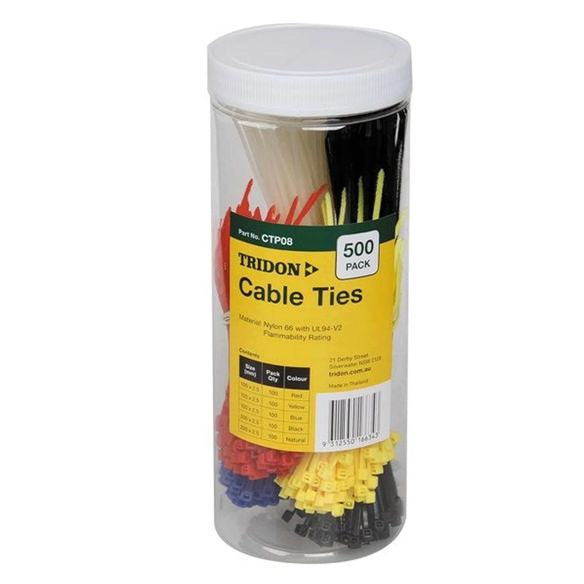 CABLE TIE PACK ASSORTED COLOURS