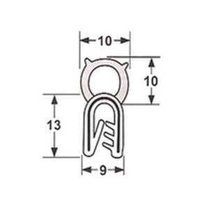 MED TOP BULB 'U' CHANNEL EPDM SPONGE 5M