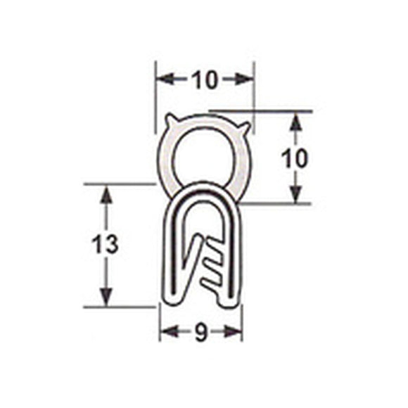 MED TOP BULB 'U' CHANNEL EPDM SPONGE 5M