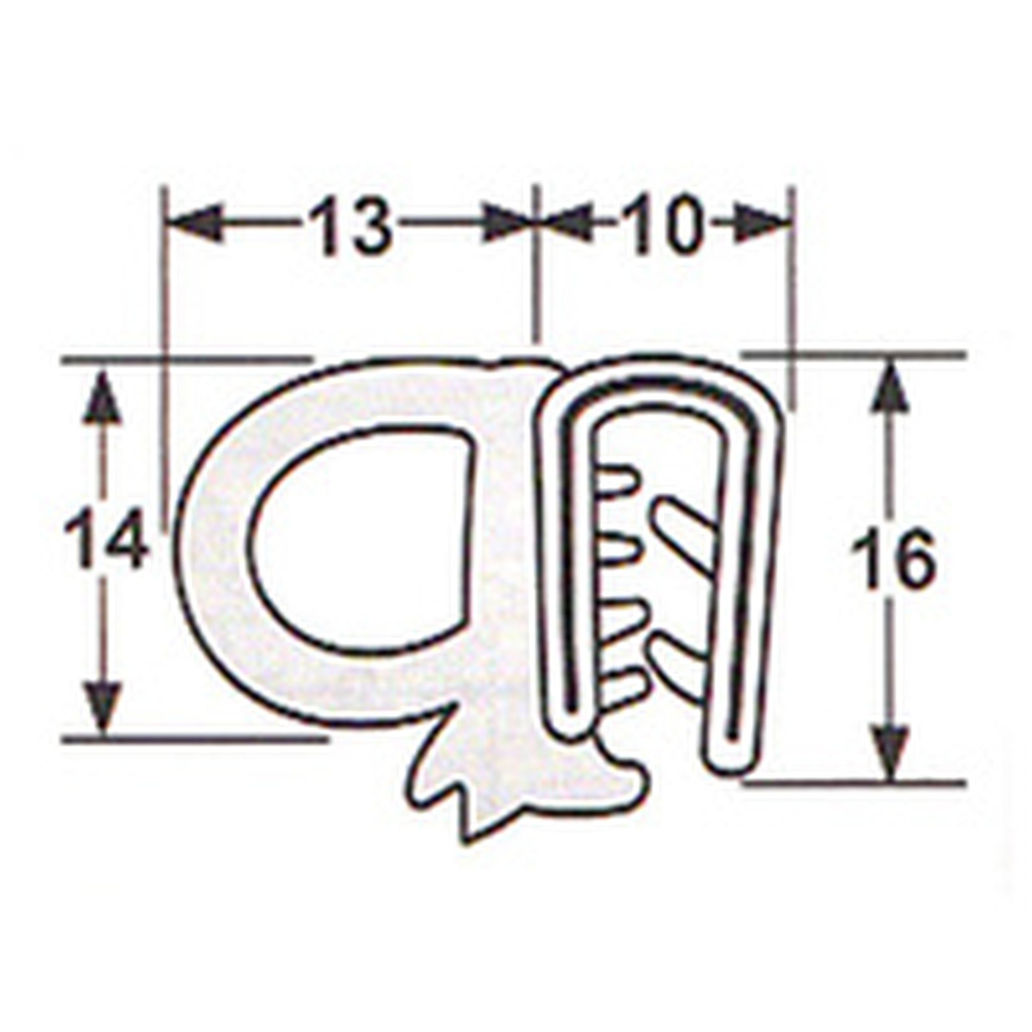 MED SIDE BULB 'U' CHANNEL EPDM SPONGE 5M