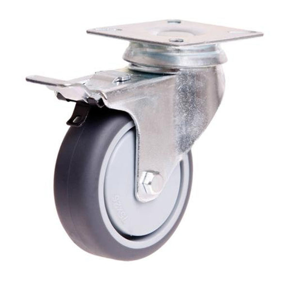WHEEL RUBBER SWIVEL/BRAKE 75MM 50KG