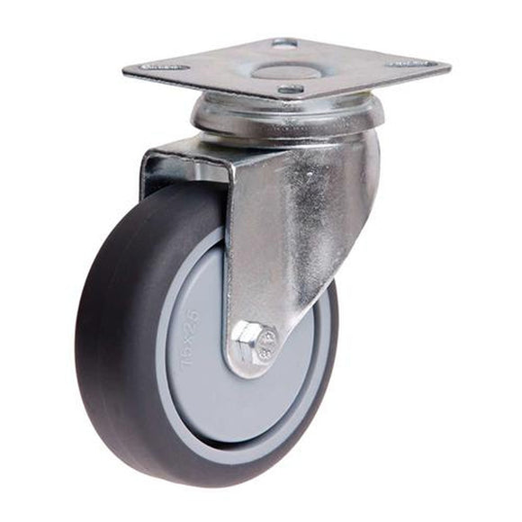 WHEEL RUBBER SWIVEL 75MM 50KG
