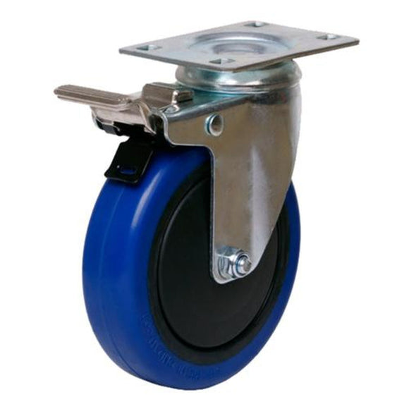 WHEEL RUBBER SWIVEL/BRAKE 100MM 100KG