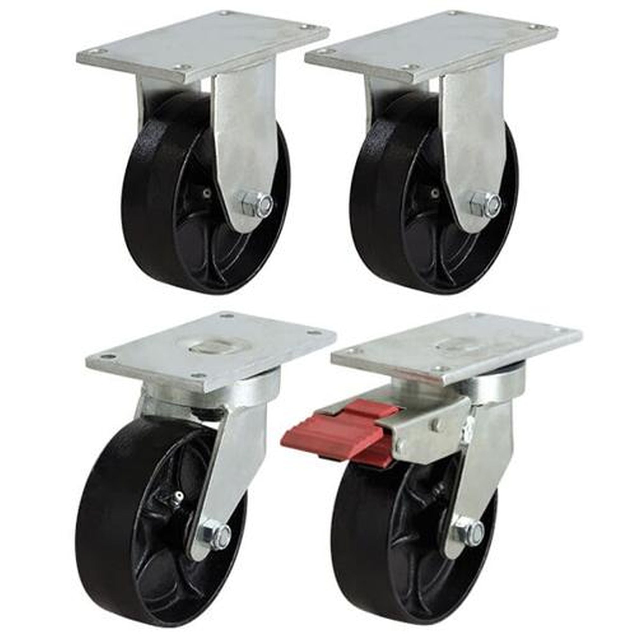 WASTE BIN CASTOR SET WITH SG IRON WHEELS 1 BRAKE