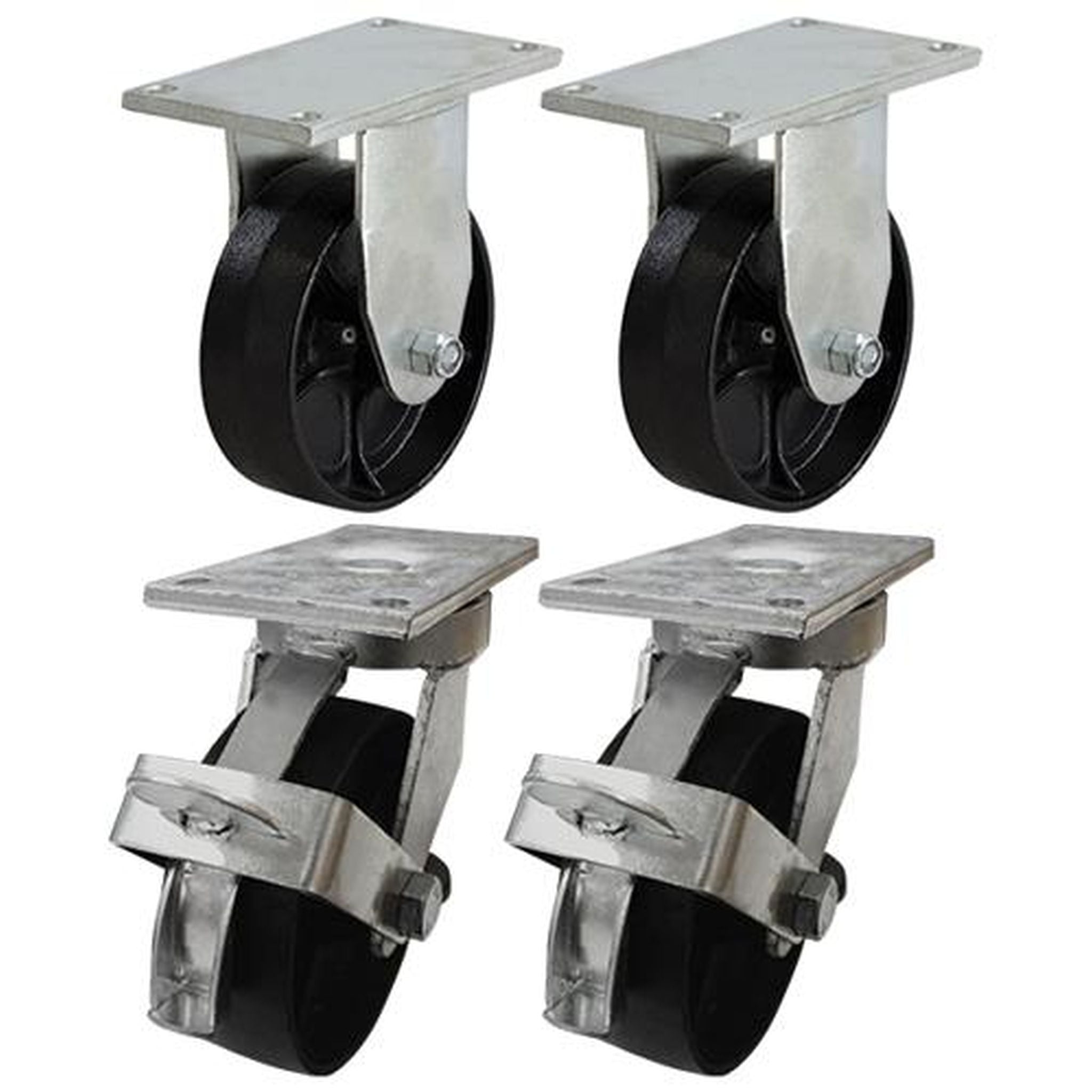 WASTE BIN CASTOR SET WITH SG IRON WHEELS 2 SWIVEL 2 BRAKE