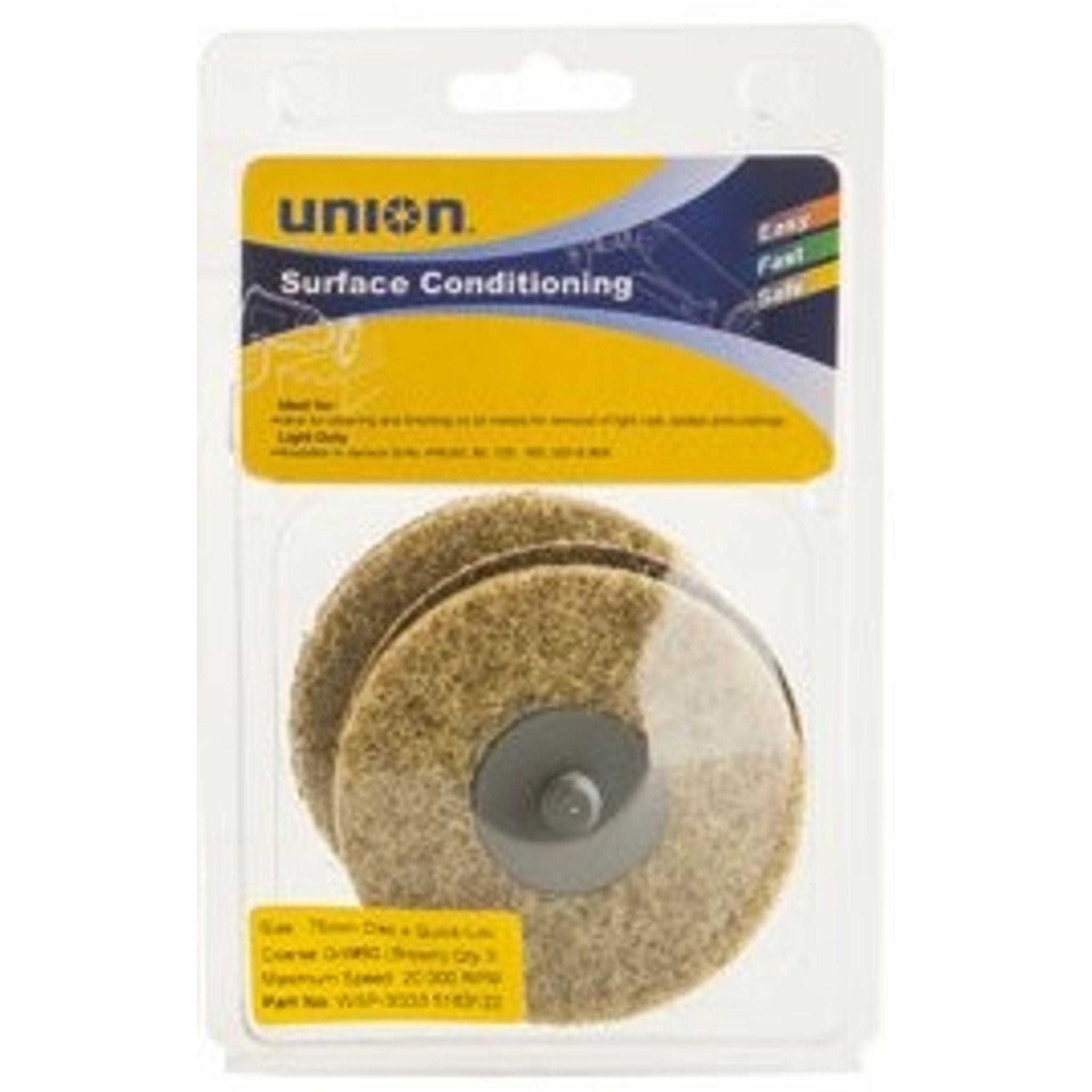 UNION DISC AB/FIBRE 3PK SC80G X 75MM Q/LOC D/B
