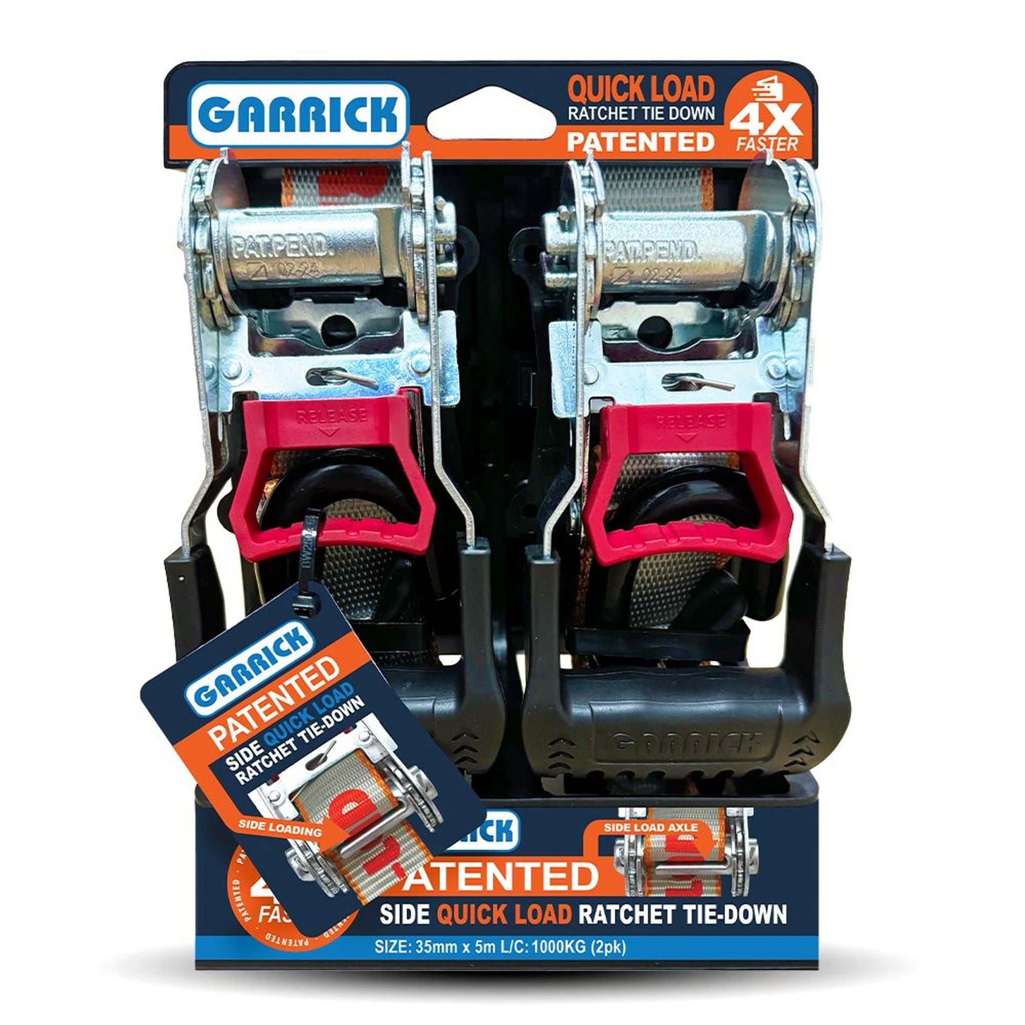 RATCHET TIE DOWN QUICK LOAD 35MM - 2PKT