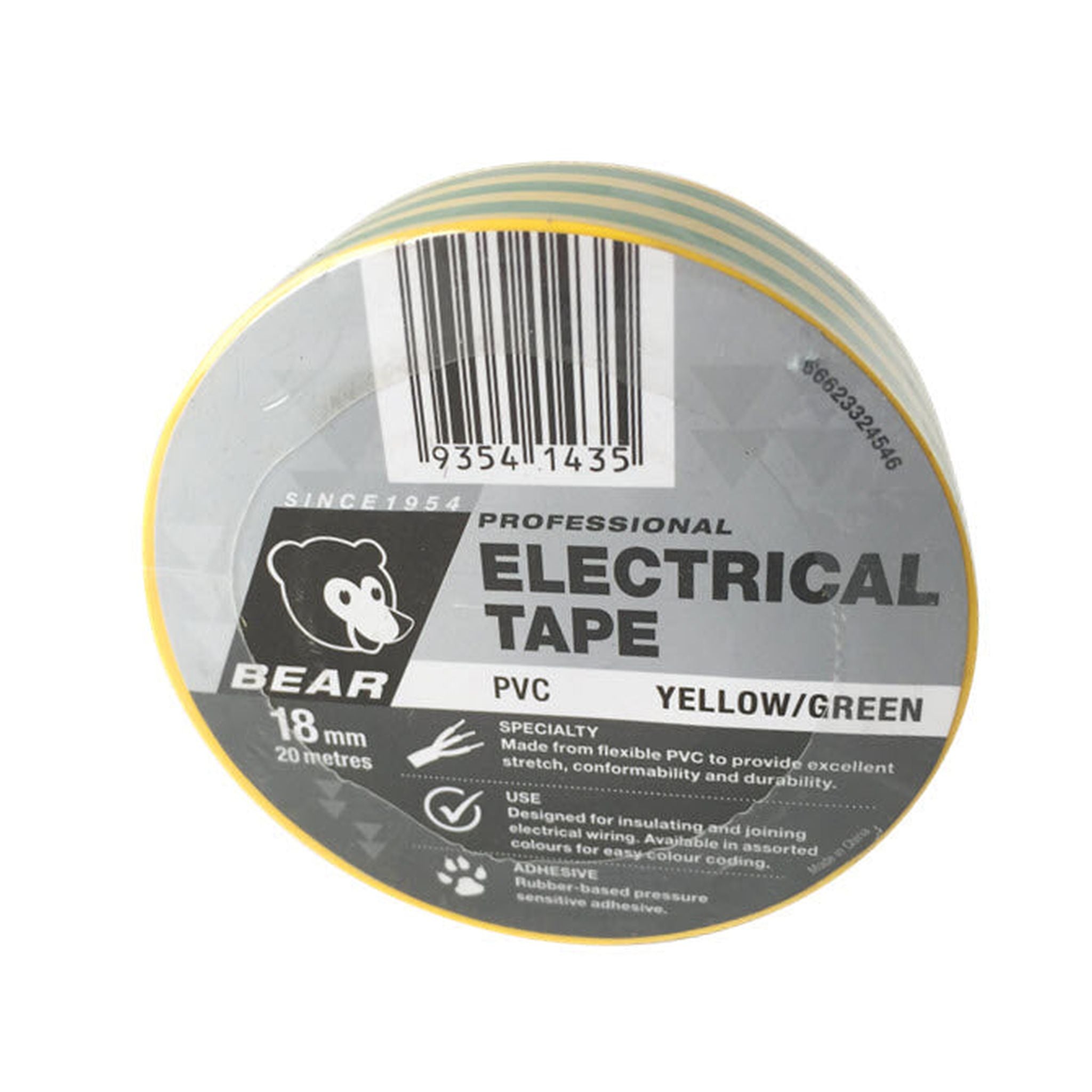 TAPE ELECTRICAL Y/G 18mm X 20m