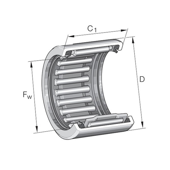 CAGED DRAWN CUP NEEDLE ROLLER BEARING 25MM ID