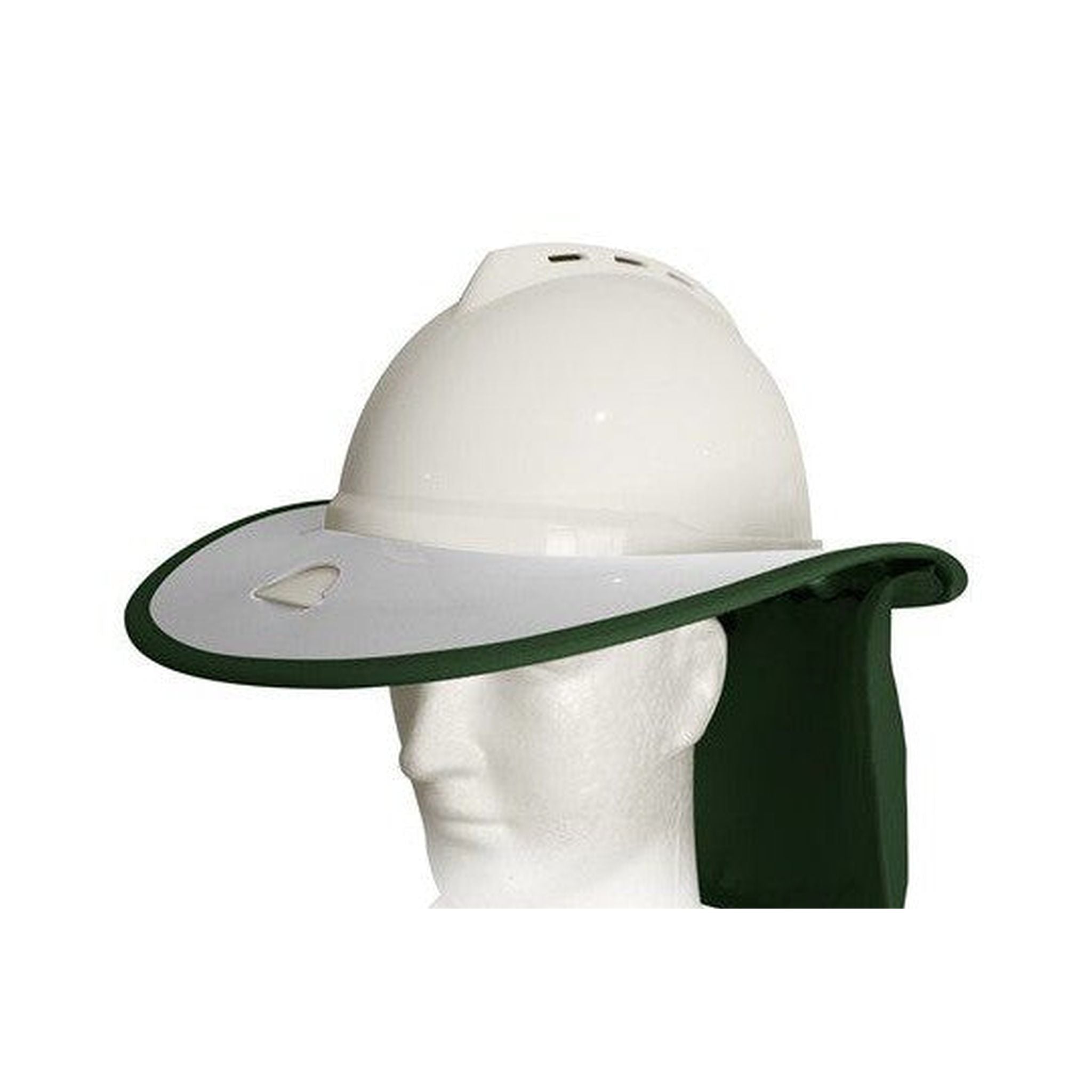 HARD HAT BRIM WHITE C/W NECK FLAP - PLASTIC
