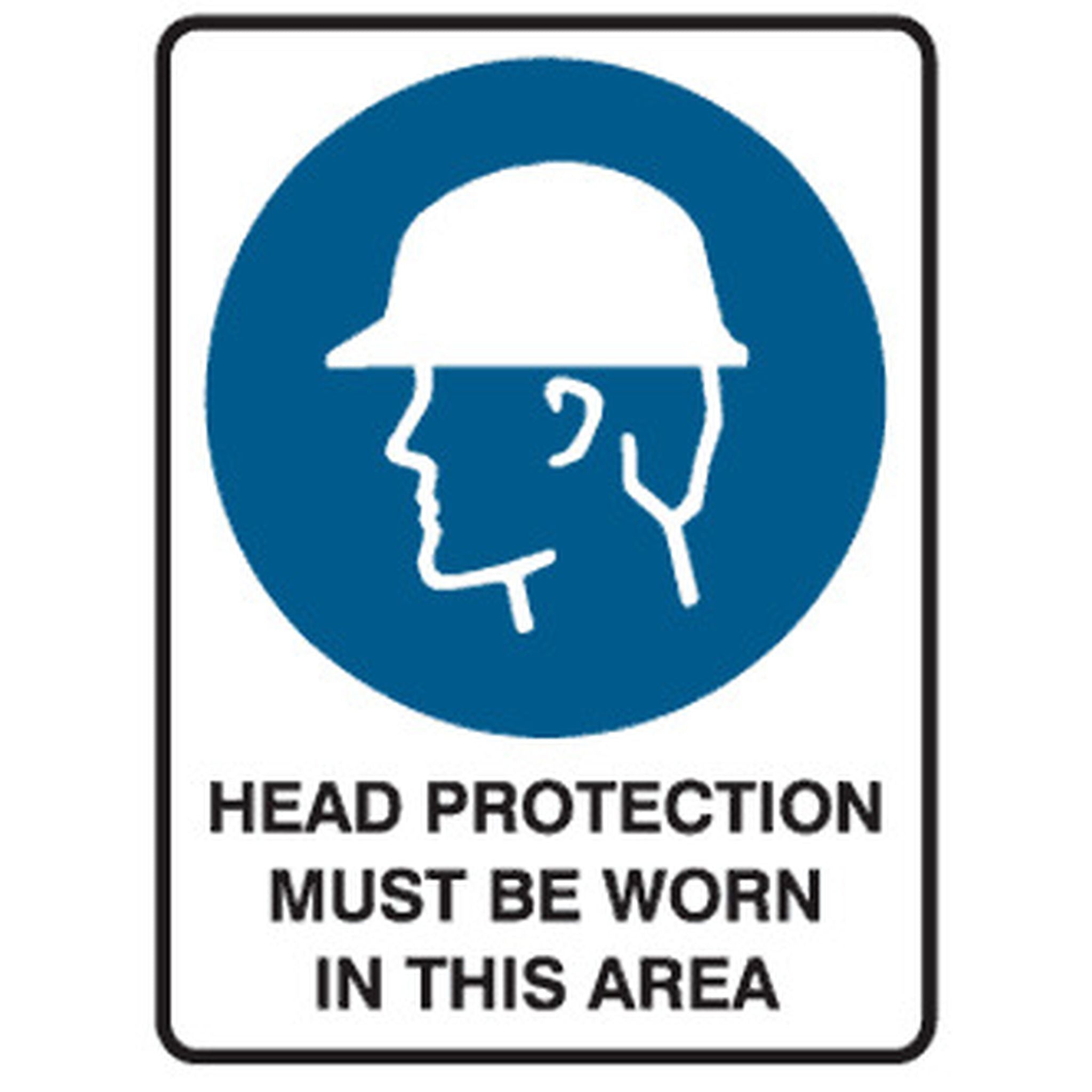 SIGN HEAD PROTECTION MUST BE WORN 600 X 450 POLY