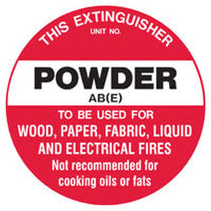 SIGN - EXTINGUISHER POWDER ABE 200mm DIA