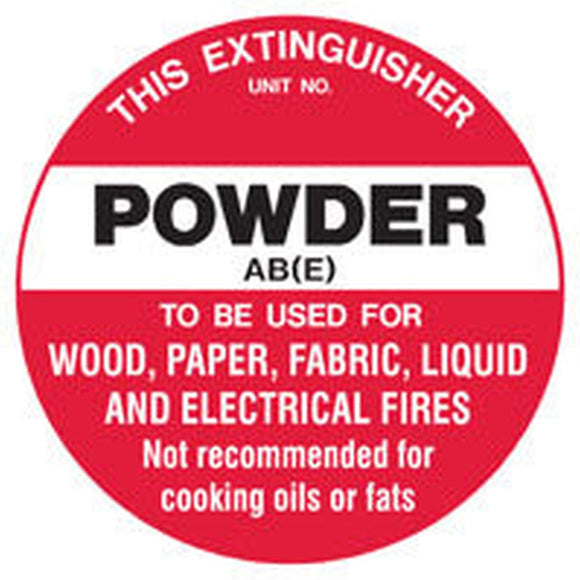 SIGN - EXTINGUISHER POWDER ABE 200mm DIA