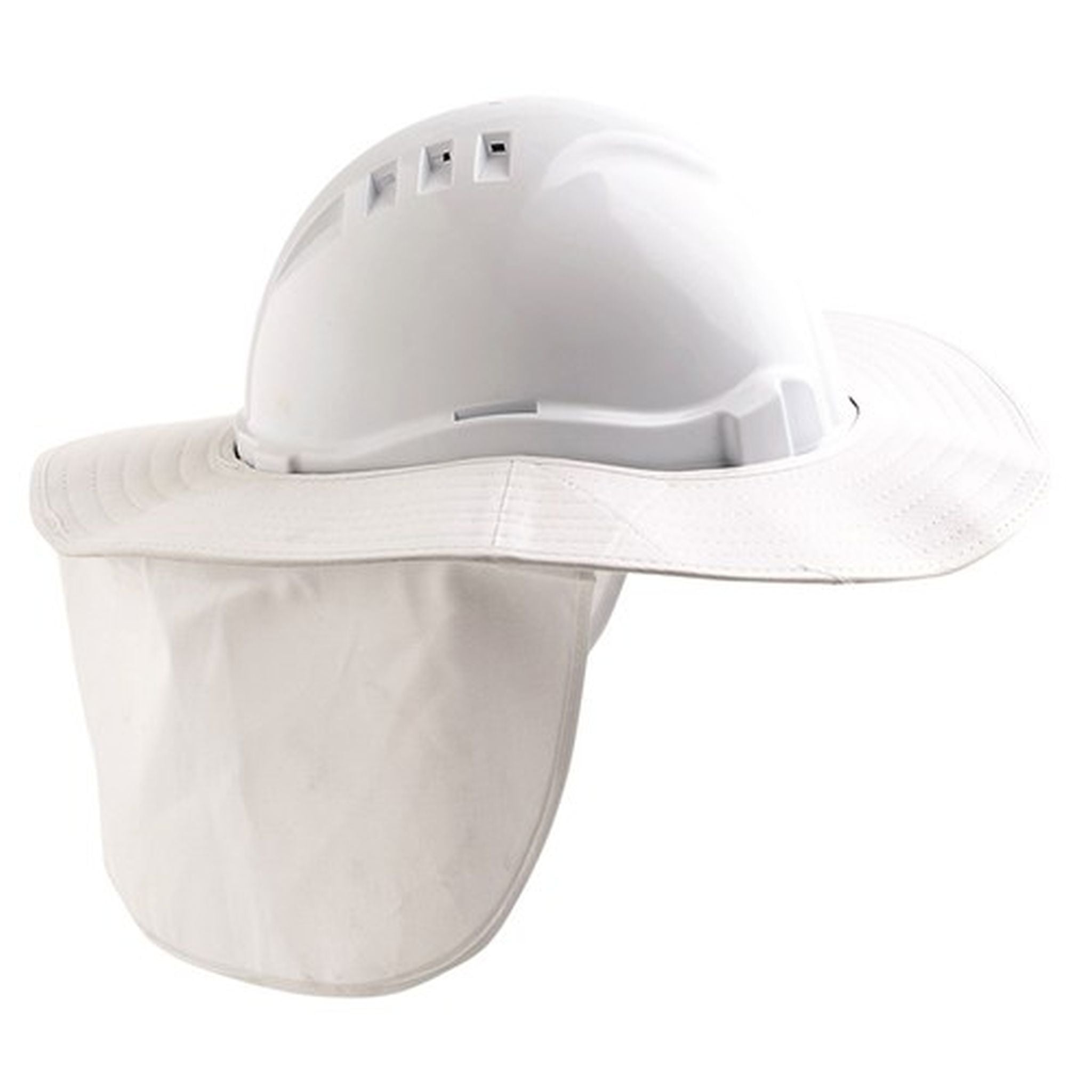 HARD HAT BRIM WHITE C/W NECK FLAP - CLOTH