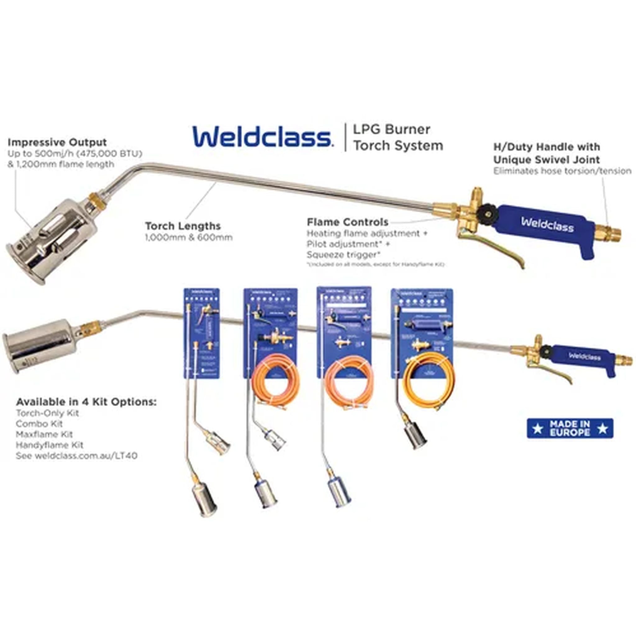 BURNER TORCH LPG 500MM C/W 3 TIPS