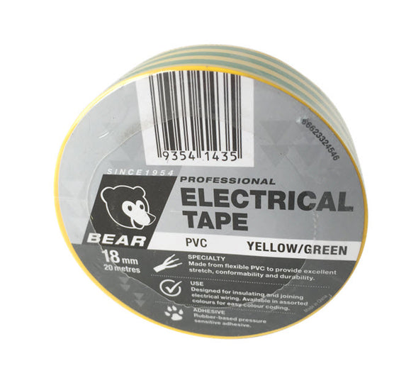 TAPE ELECTRICAL Y/G 18mm X 20m (P-66623336546)