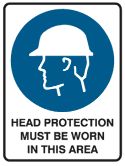 SIGN HEAD PROTECTION MUST BE WORN 600 X 450 POLY (SAF-835020)
